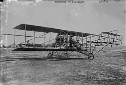 Hamilton in a biplane,  1910