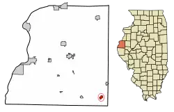 Location of Augusta in Hancock County, Illinois.