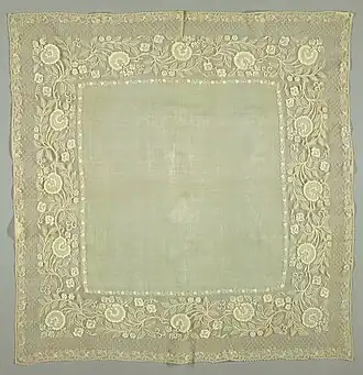 19th century handkerchief made from piña with cotton embroidery