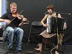 James and Sweeney performing at Sidmouth Festival, 2009.