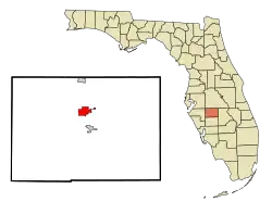 Location in Hardee County and the state of Florida