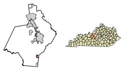Location of Sonora in Hardin County, Kentucky.
