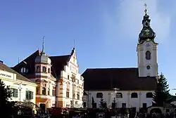 Town hall and the Church of Saint Martin