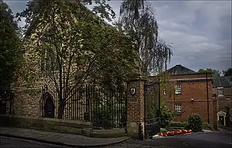 The chapel viewed from outside the college gates