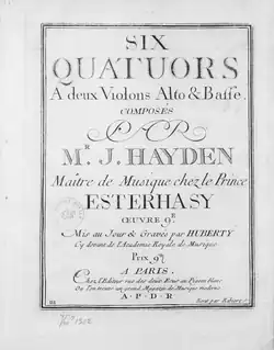 title page of score by Haydn