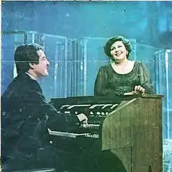 Hayedeh and Anoushirvan rohani on the Iranian National Television, in 1975.