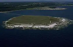 Flygbild på Heligholmen.