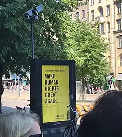 Advertisement by Amnesty International in downtown Helsinki