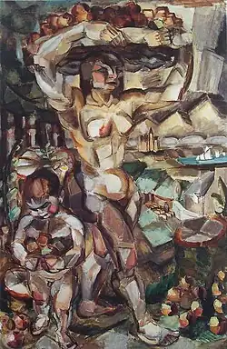 Henri Le Fauconnier, 1910–11, L'Abondance (Abundance), oil on canvas, 191 x 123&nbsp;cm, Kunstmuseum Den Haag[99]