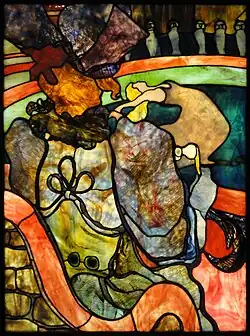 With Louis Comfort Tiffany, Au Nouveau Cirque, Papa Chrysanthème, c. 1894, stained glass, 120 × 85&nbsp;cm, Musée d'Orsay, Paris