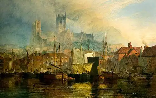 Lincoln Cathedral from Brayford, 1867