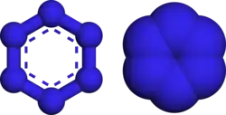 Ball and stick, and spacefill models of hexazine