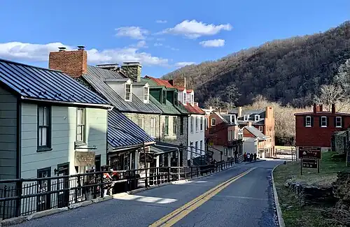 High Street, looking north (downhill) towards the Potomac River and Maryland
