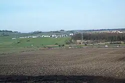 Hill of Beath from the road just east of Cuttlehill farm. A92 West Fife link road (dual carriageway) in foreground.