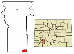Location of the Piedra CDP in Hinsdale County, Colorado.