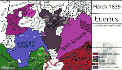 Image 14Map of Afghanistan 1839–1863, showing the First Anglo-Afghan war, and unification of Afghanistan by Dost Mohammad Khan (from History of Afghanistan)