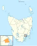 Map showing Hobart City LGA in Tasmania