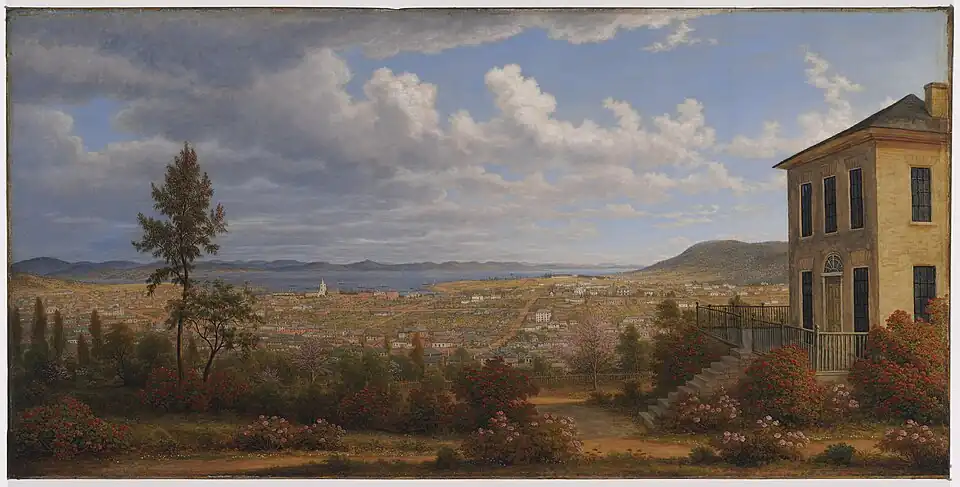 Hobart Town, taken from the garden where I lived, 1832, by John Glover, State Library of New South Wales