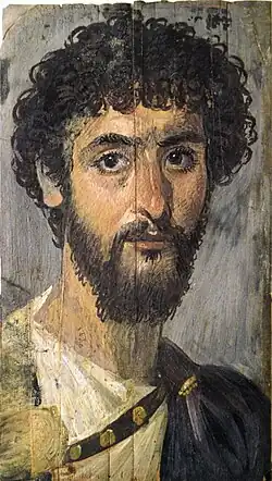 Fayum portrait of a man, mid-2nd century, Myers Collection, Eton College.