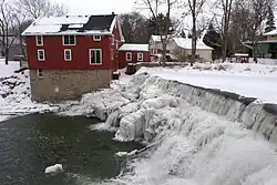 A small waterfall on Honeoye Creek, which gave the village its name