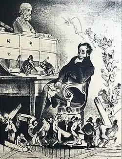 The Doctor: How the devil does it happen that all of my patients succumb? I bleed them, I physic them, I drug them, I simply can't understand it!, published in published in Le Charivari (1833), lithograph, 24.9 x 19.9&nbsp;cm.