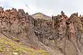 Hoodoo Peak framed by features in Hoodoo Basin