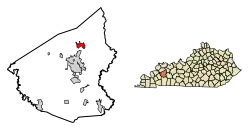Location of Hanson in Hopkins County, Kentucky.