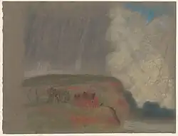 House on Hillside, pastel on dark gray-green paper (19.5 x 25.4&nbsp;cm)