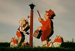 Historic Howard Johnson's motel "lamplighter" sign in front of a property in Albany, New York