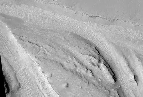 Streamlined islands in Hrad Vallis, as seen by HiRISE.