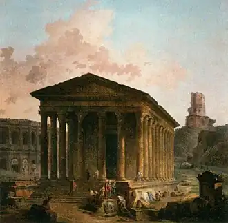 The Maison Carrée, the Amphitheater, and the Tour Magne in Nîmes (La Maison Carrée, les Arènes et la Tour Magne à Nîmes), 243 × 244 cm