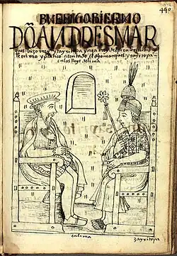 Viceroy Don Andrés Hurtado de Mendoza receives Sayri Túpac Inca, King of Peru, and honors him in Lima