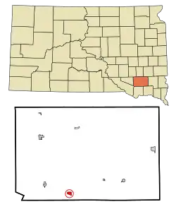Location in Hutchinson County and the state of South Dakota