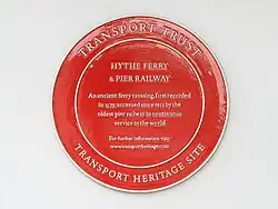 Transport Trust plaque at Hythe Pier and Railway, Hythe, Hampshire, the oldest working pier railway in the world