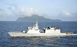 INS Saryu (P54) carrying the victory flame of Swarnim Vijay Varsh through the Andaman & Nicobar Islands