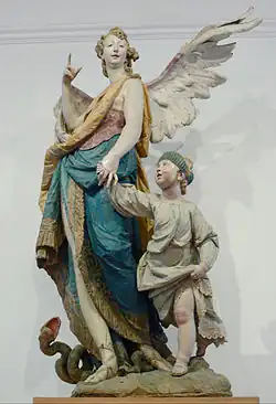 Rococo&nbsp;– Tobias and the Angel, by Ignaz Günther, 1763, limewood, Bürgersaalkirche, Munich, Germany[41]