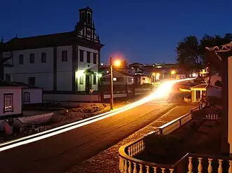 Twilight in the village of Fonte do Bastardo, with the parochial church