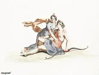 Illustration of Zeus as Artemis with Callisto, ohan Teyler (1648–1709).