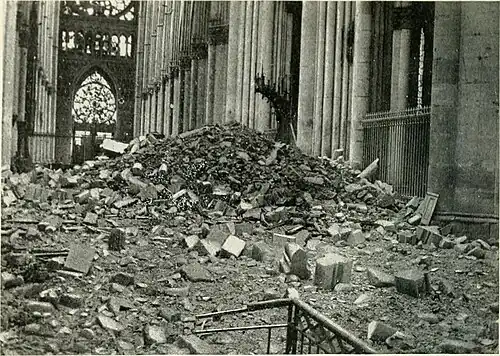 Interior of the cathedral after the bombardment