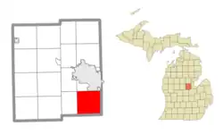 Location within Midland County and the state of Michigan