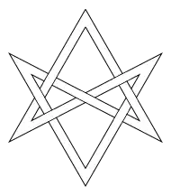 Interwoven unicursal hexagram.