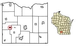 Location of Cobb in Iowa County, Wisconsin.