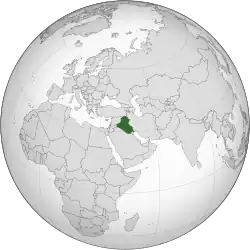 Iraq's location on a map of the Middle East and the world.