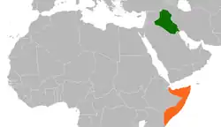 Map indicating locations of Iraq and Somalia
