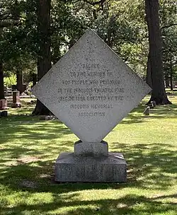 Iriquois Theatre fire memorial in the cemetery