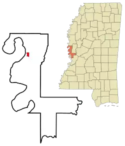 Location of Mayersville, Mississippi