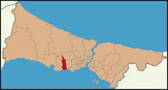 Map showing Avcılar District in Istanbul Province