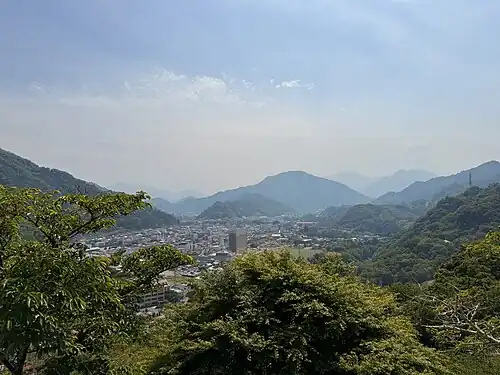 View of Otsuki City from the base of Iwadono Mountain