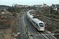 After the pivoting on 1&nbsp;October 2014, to the left is the former line to Connewitz