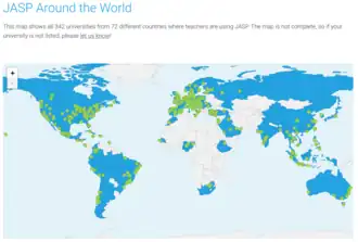 JASP usage world map from https://jasp-stats.org/world-map/